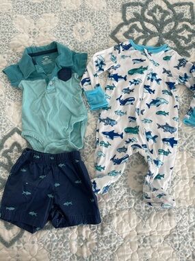 Carter's Navy, Teal & White Baby Three-Piece bundle 0-3months